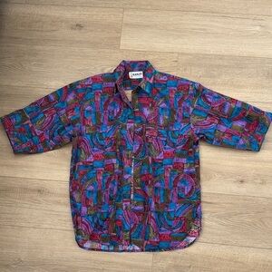 Vintage Banjo Western Colorful Geometric Button-Up Shirt
